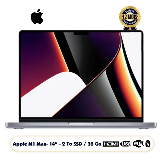 2021 14-inch MacBook Pro - Apple M1 Max with 10-core CPU, 32-core GPU - 2TB - (LIVRAISON 7 a 20 JOURS)
