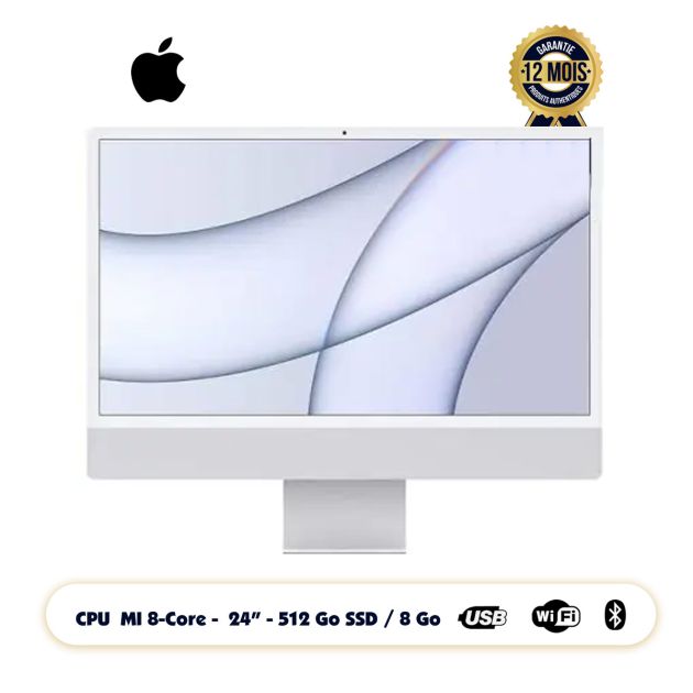 2021 Apple iMac - 512Go/8Go RAM - (24-inch, Apple M1 chip with 8‑core CPU and 8‑core GPU)  Livraison 3 a 5 Jours  - 12 mois de garantie