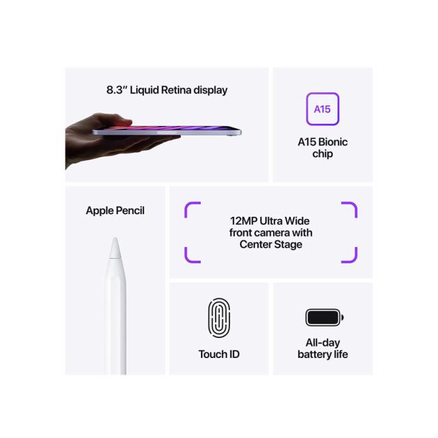 Apple iPad Mini 2021 - 8.3" - 256Go/4Go Ram - 1 sim - 12MP/12MP - 1 an de garantie - livraison 3 à 5 jours