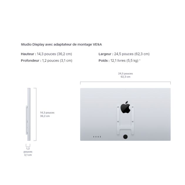 Affichage en studio - Apple - 12 mois de garantie - Livraison 7 à 20  jours 