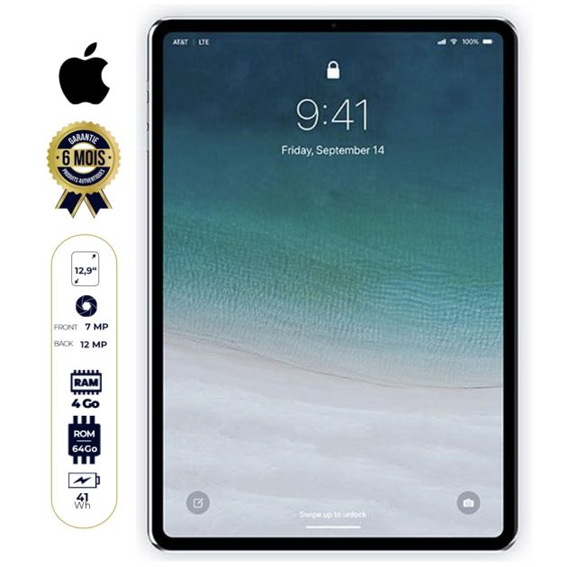 Apple iPad Pro - 12.9 pouces - 64Go/4Go Ram - 12MP/7MP - Argent - 6 mois de garantie