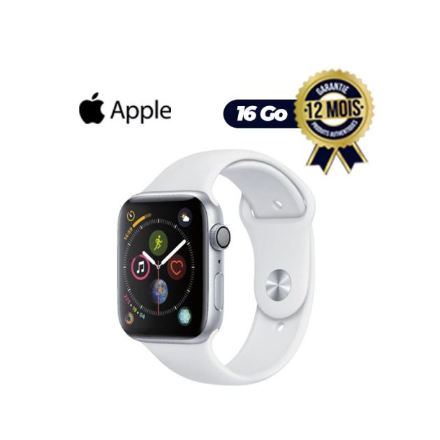 Apple Watch séries 4 -  44mm - Boîtier en aluminium argenté - Blanc