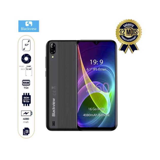 BLACKVIEW A60 - Smartphone - 16Go/1Go RAM - 6.1" - Dualnano sim - 4080mAh - Garantie 12 mois