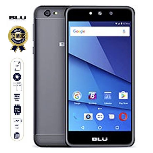BLU Gand XL - 5.5 pouces - 8Go/1Go Ram - 8MP/5MP - 2650mAh - Dual Sim - 12 mois