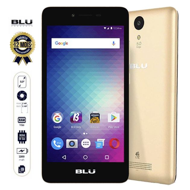 BLU Studio G HD LTE - 5 pouces - 8Go/1Go Ram - 5MP/2MP - 2200mAh - Dual Sim - 12 mois