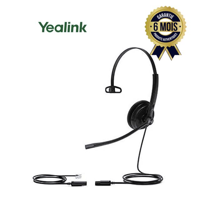 Casque Filaire Monaural - Yealink YHS34 Lite Mono - Pour Téléphone IP - 6 Mois