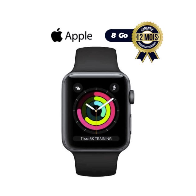 Apple Watch series 3 - 38MM GPS - 8Go - 18H d'autonomie - 12mois
