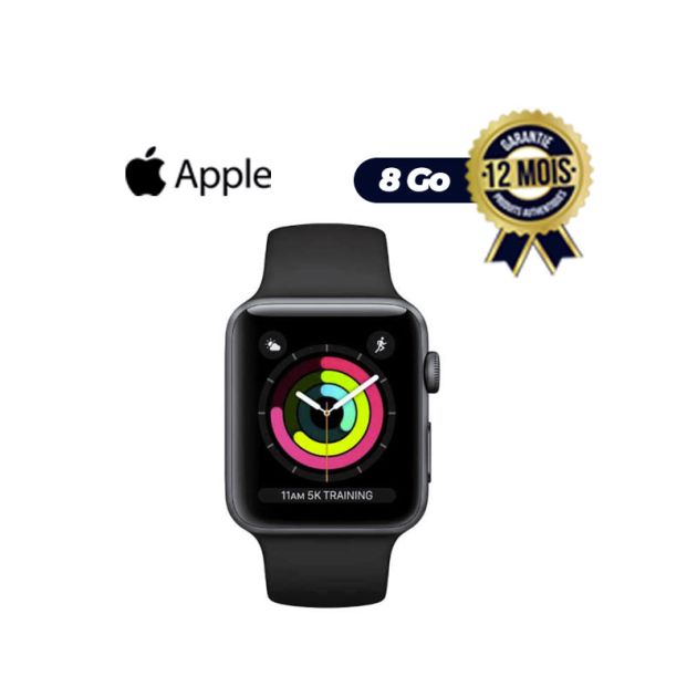 Apple Watch series 3 - 42MM GPS - 8Go - 18H d'autonomie - 12mois