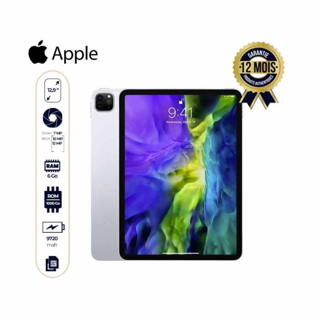 Ipad Pro 2020 12,9 Pouces - Apple - 1To/6Go RAM  - 12,9" - 12MP - 9720mAh - Nano Sim- Noir