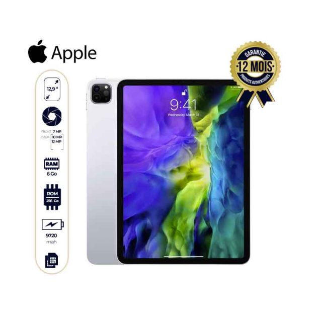 Ipad Pro 2020 12,9 Pouces - Apple - 256Go/6Go RAM  - 12,9" - 12MP - 9720mAh - Nano Sim- Noir