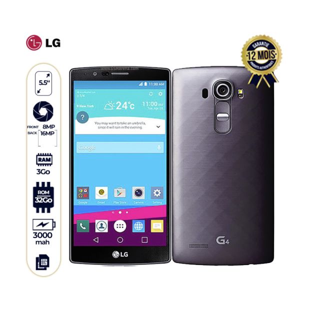 Smartphone LG G4 - 32Go/3Go - 5.5" - 3000mAh -  16MP/8MP - micro sim - 12 mois garantie