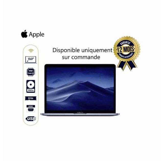Macbook Pro 2019 - MV972FN/A - touch bar - 13'' - Intel core i5 - 2.4GHz - 512Go/8Go Ram - Gris sidéral - 12 mois de garantie