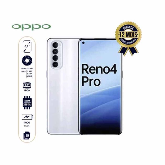 OPPO RENO 4 PRO 4G - Smartphone - 256Go/8Go RAM - 48MP/32MP - 4K - 4000mAh - 6,5" - 4G - Dual Sim - 12 mois