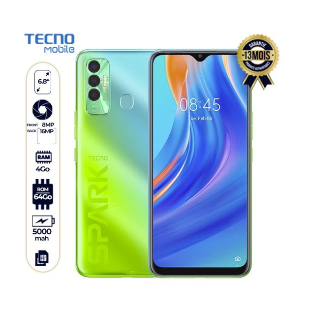 TECNO SPARK 7P  - 64Go/4Go - 16MP/8MP - 6.8" -  5000mAh - Garantie : 13 mois