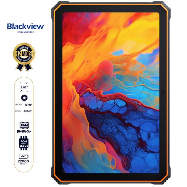 Tablette étanche Antichoc Blackview Active 8 Pro - 256 Go ROM - 24 Go (8Go + 16Go) RAM - 10.36'' - Double Nano Sim - 48Mp / 16Mp - 22 000 mAh - Garantie 12 mois