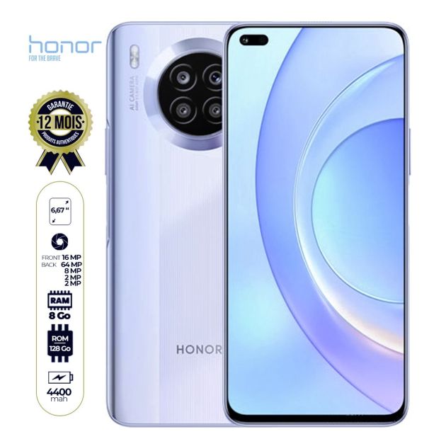 HONOR 50 LITE - 6,67" - 128Go/6Go RAM - 2 SIM - 64MP/16MP - 4400 mAh - 12 mois de garantie