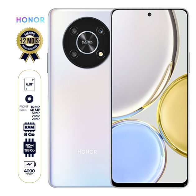 HONOR X9 5G - 128Go/8Go - 6.81" - DEUX SIM (Nano-SIM, dual stand-by) - 48MP/16MP - 4800mAh - 12 mois