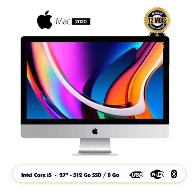 iMac  Apple - 27" - Intel Core i5 - 3,3 GHz - 512Go/8Go Ram - livraison 3 à 5 Jours - 12 mois garantie