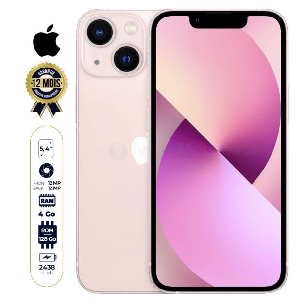 Iphone 13 Mini - 128Go/4Go - Apple - 5.4 pouces - Nano sim - Garantie 12 mois