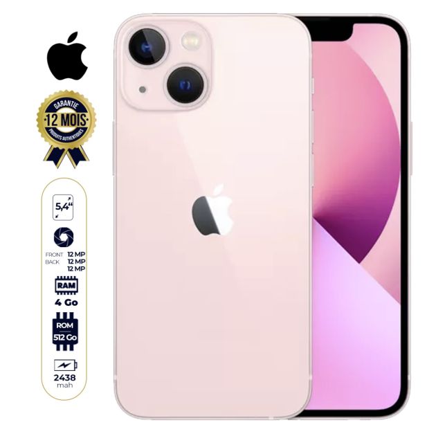 Iphone 13 Mini 512Go/4Go - Apple - 5.4 pouces - Nano sim - Garantie 12 mois