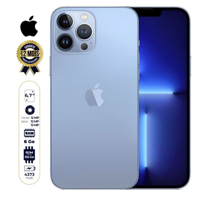 IPhone 13 pro Max - Apple - 1To/6Go - 1 NANO SIM - 12MP/12MP - 4373mAh - 12 mois Garantie