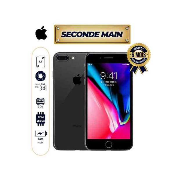 IPhone 8 PLUS seconde main -  256Go/2Go - 12MP/7MP -  2691mAh - 6 Mois de Garantie