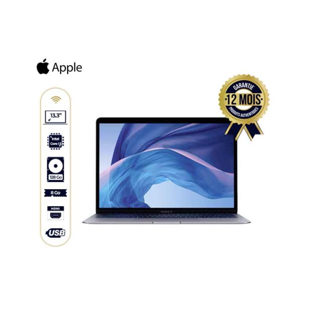 Macbook Air MVFK2 2019 - 13.3" - 8Go/128Go SSD - core i5 - 1.6 GHz - argent - 12 mois de garantie