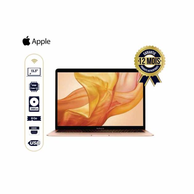 MacBook Air MVFN2 2019 - 13.3" - 8Go/256Go SSD- core i5 - 1,6 GHz  - Or - 12 mois de garantie