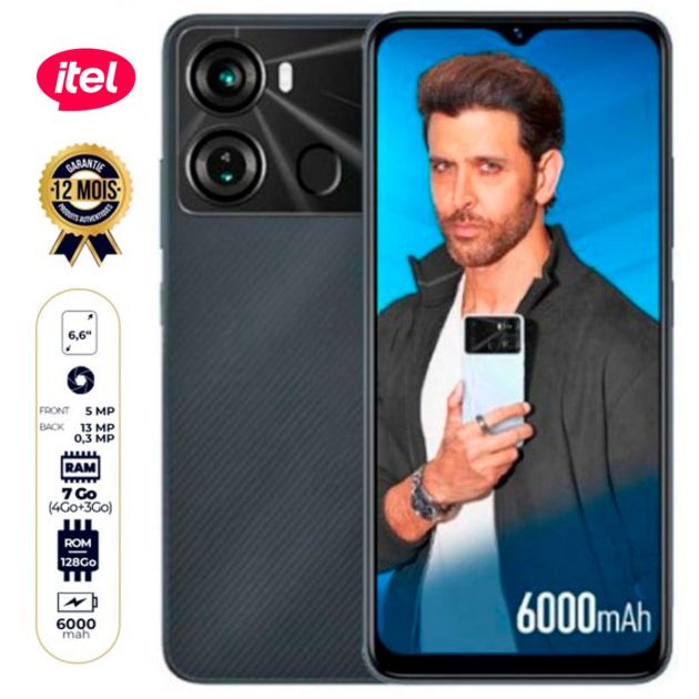 ITEL P40 4G - 128 Go/ 7Go (4Go+ 3Go) RAM - 6.6" - 2 Nano SIM - 13MP+0.3MP/5MP  - 6000mAh - Garantie 12 Mois