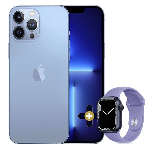 Pack IPhone 13 Pro Max - 128 Go/6Go RAM - Apple - 12MP+12MP+12MP + Apple Watch séries 7 41MM GPS - 12 mois de garantie