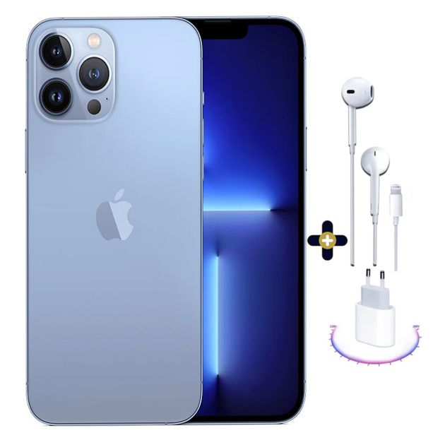 Pack Iphone 13 pro Max 256Go/6Go - Apple - 12MP + Boîtier iPhone - 20W - Charge rapide - Blanc + Ecouteurs filaire usb - Apple 