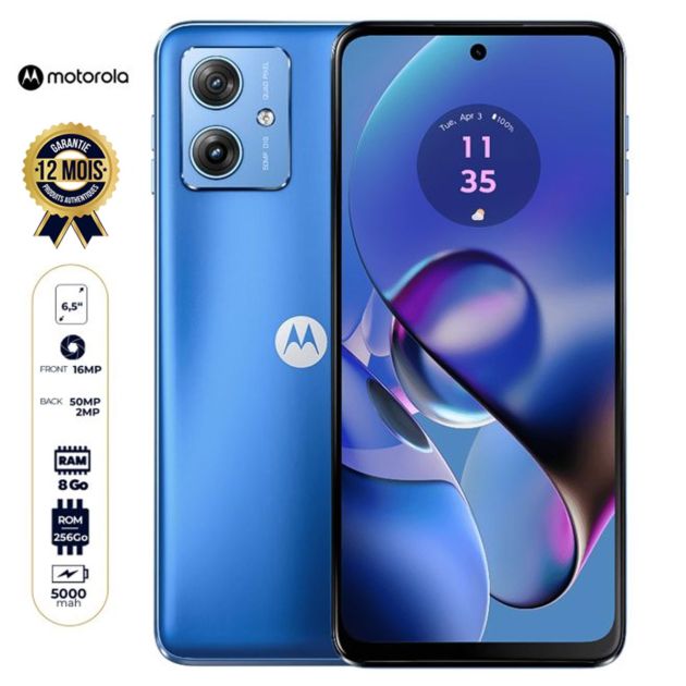 Smartphone Motorola Moto G54 5G - 256 Go - 8Go RAM - 6,5 pouces - 50 MP + 2 MP/16MP - 1 Nano SIM - 5000 mAh - Garantie 12 Mois