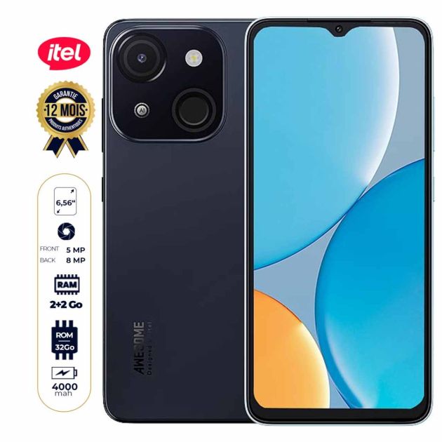Smartphone itel A50C 4G - 32 Go - 2 + 2 Go RAM extensible - 6,56'' - 8 MP/5 MP - 4000 mAh - Garantie 12 mois