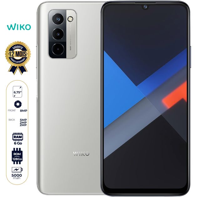 Smartphone Wiko 10 - 128 Go - 6Go RAM - 6.75" - 50MP+2MP+2MP/8MP - 5000 mAh - Dual Nano SIM - Garantie 12 Mois