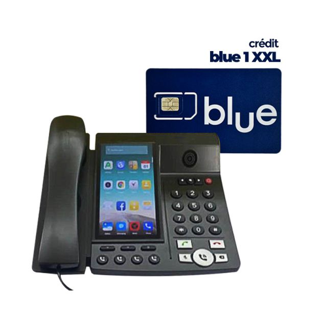 Téléphone Fixe GSM SQ Mobile LS-100 - 4G LTE + Recharge de crédit Camtel - blue 1 XXL