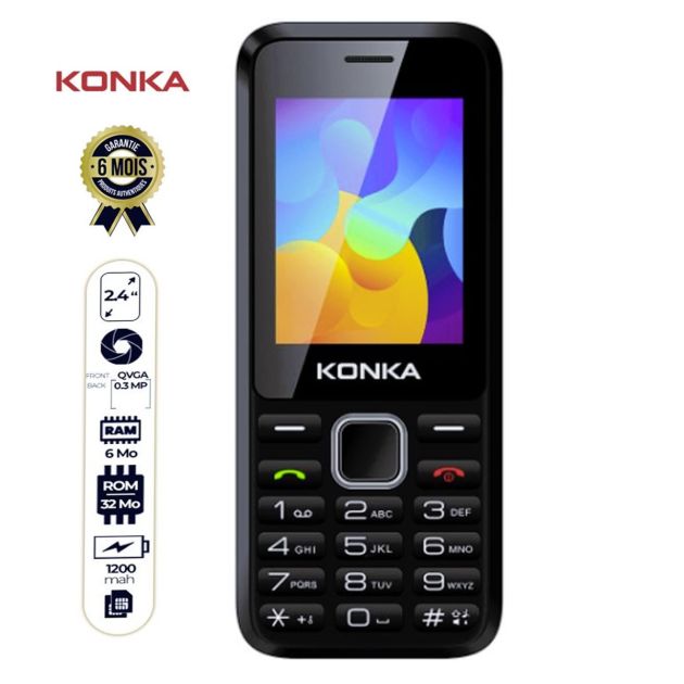 Téléphone Konka FP8 - 2.4" - 32 Mo/64 Mo - 1 SIM - 0.3MP /QVGA - 1200mAh - compatible puce Blue Camtel - 6 mois de garantie