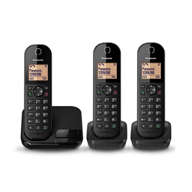 Téléphone Fixe Sans Fil Panasonic KX-TGC413 - Trois combinés - Haut Parleur - 6 Mois