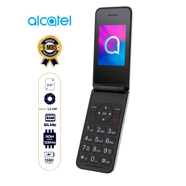 Téléphone portable Alcatel 3082 4G - 2.4" - 1380 mAh avec station de charge - Flash - Bluetooth - Garantie 6 mois