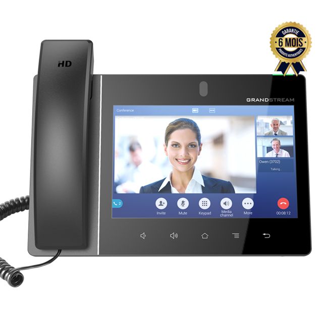Téléphone VOIP PoE pour Android - GrandStream GXV3380 - 16 comptes SIP - Ecran tactile 8" - Visioconférence - 6 Mois