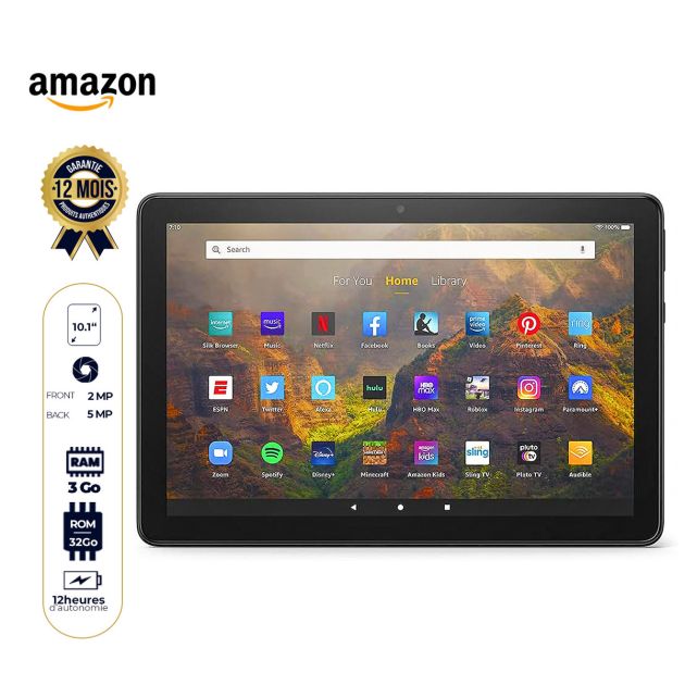 Tablette Amazon Fire HD 10 11th Gen - 32Go - 3Go RAM - 10.1 pouces - 5MP/2MP - Avec Alexa - Garantie 12 Mois