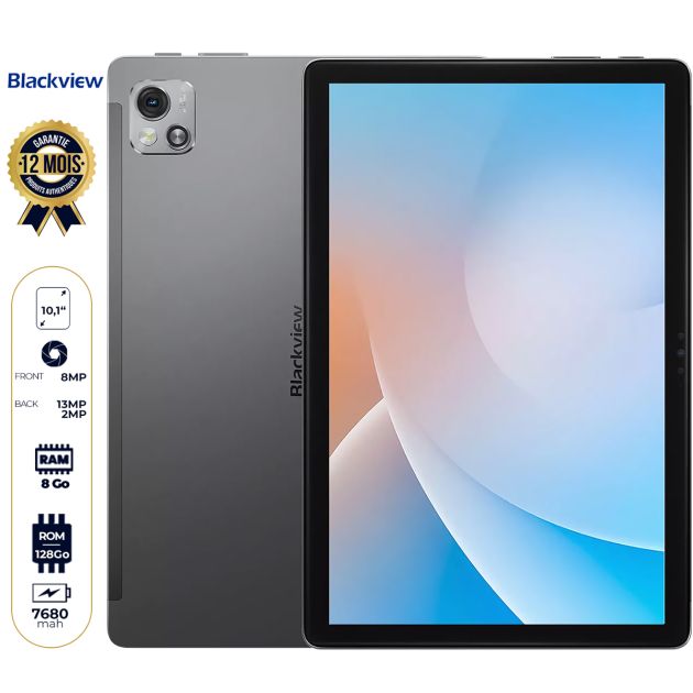 Tablette Blackview Tab 13 Pro - Prends la puce 4G/LTE - 128 Go - 8Go RAM - 10.1 pouces - 13MP/8MP - 7680mAh - Garantie 12 Mois