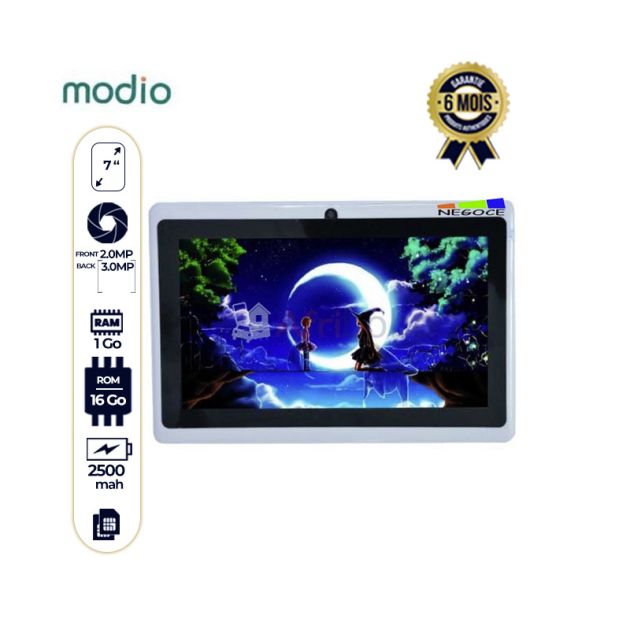 Tablette pour enfant MODIO - M1 - 16 Go/1Go Ram - 3MP/2MP - 7" - 2500mAh - 6 mois de garantie