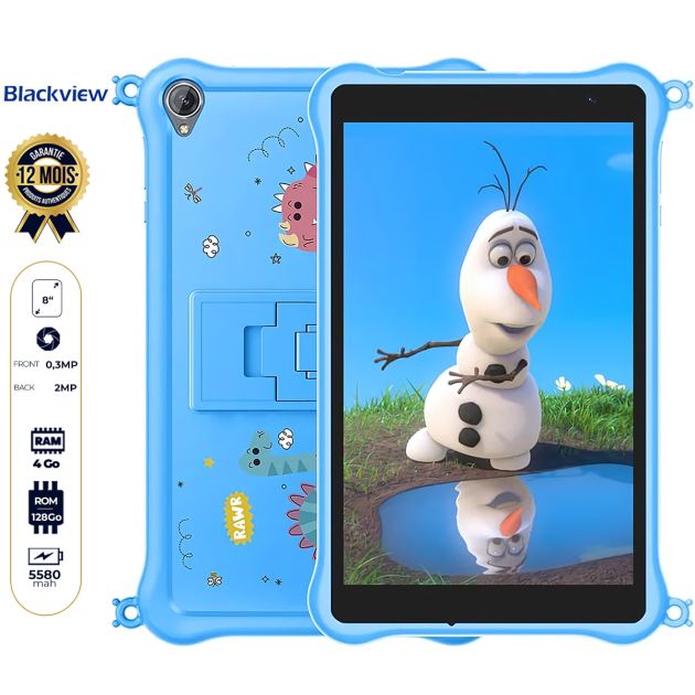 Tablette Blackview Tab 5 Kids - Avec Wifi uniquement - 128 Go - 4 Go RAM - 8" - 5580 mAh - 0,3 MP/2 MP - Garantie 12 mois