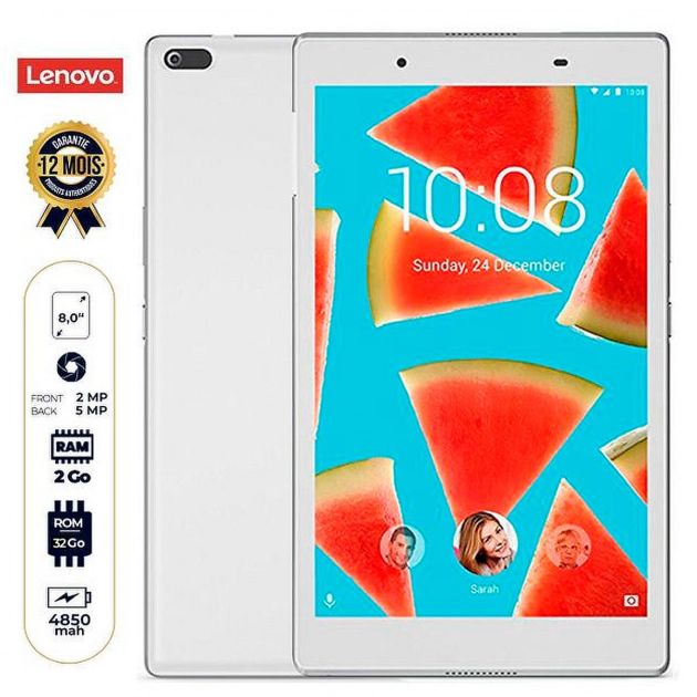 Tablette Lenovo TAB 4 - 8" - 32 Go/2Go RAM - 2 Sim - 4850mAh - 5MP/2MP - 12 mois de garantie