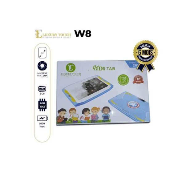 Tablette pour enfants - Luxury touch W8 - 7" - 32Go/2Go - 1.3MP/2MP - 3000 mAh - 6 mois