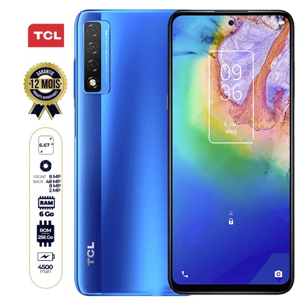 TCL 20 5G -  6.67" - 256Go/6Go - 2 nano Sim - 48MP+8MP+2MP 4K/8MP - 500mAh - 12 Mois De Garantie