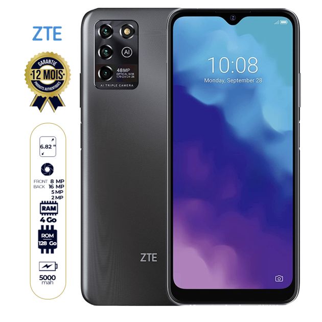 ZTE Blade V30 Vita - 6.82 pouces - 128Go / 4Go Ram - 48MP+5MP+2MP/8MP - 5000mAh - 12 Mois